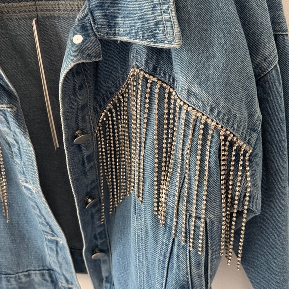 Aqua Denim Jacket with Silver Accents - Picture 2 of 5